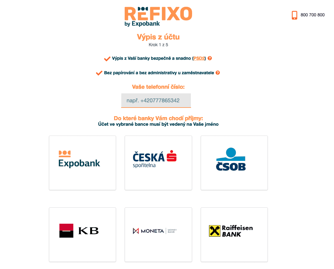 Expobank. Proces žádosti o refinancování je plně digitální a probíhá online.