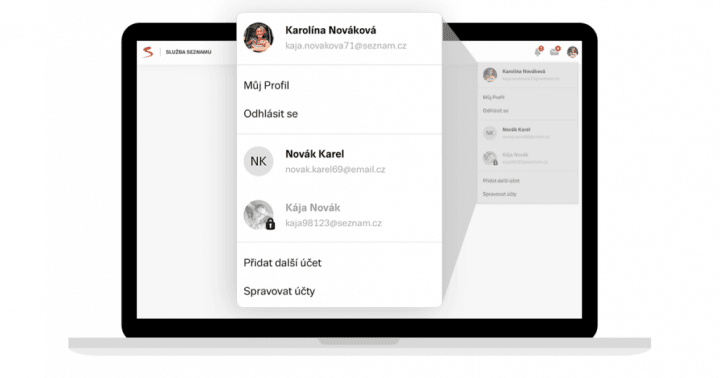 Seznam zavádí snadné přepínání mezi uživatelskými účty (foto: Seznam.cz / Blog Seznam.cz)