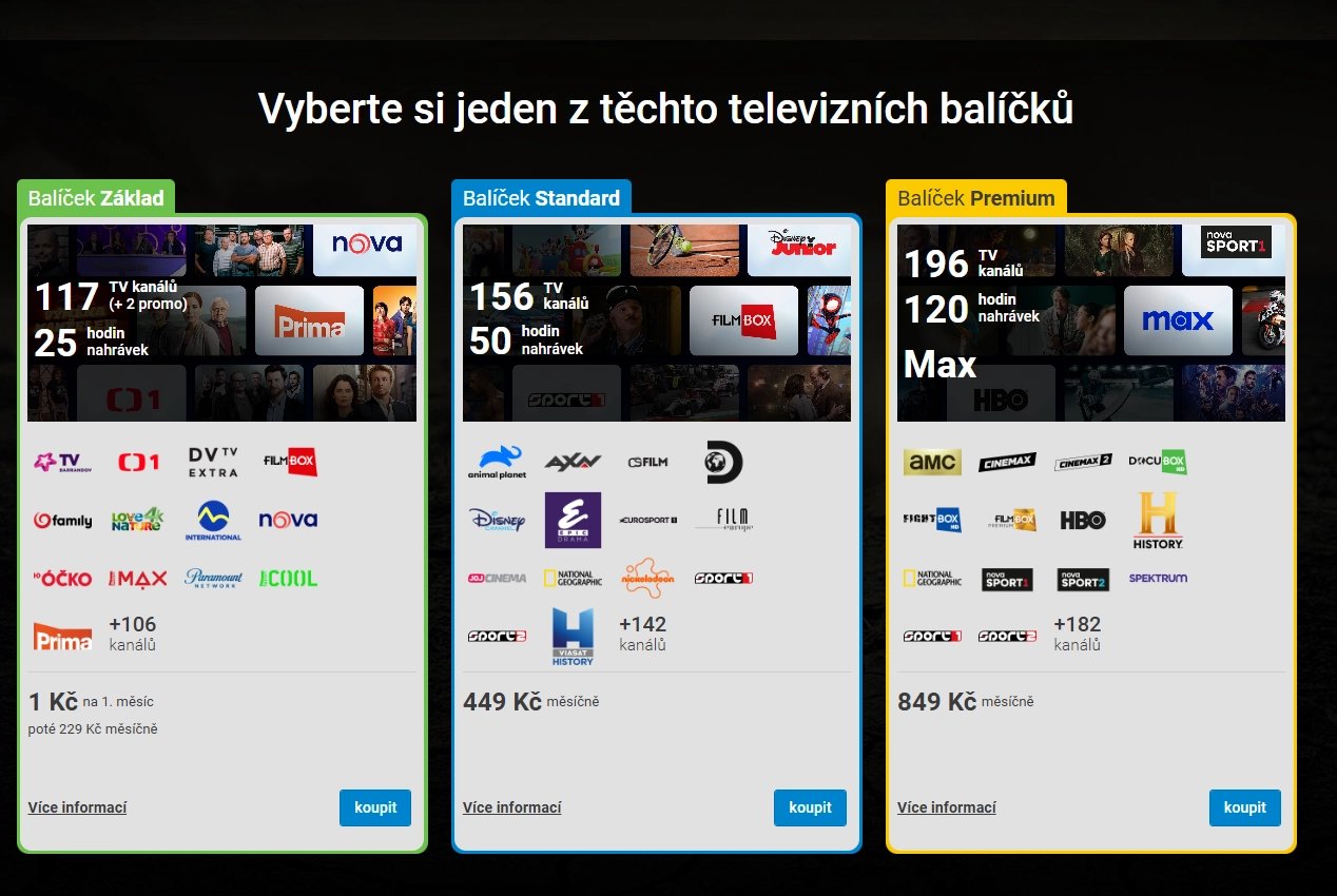 Tarifní nabídka SledováníTV