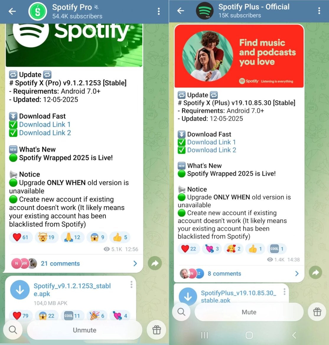 Screenshot aplikace z telegramu