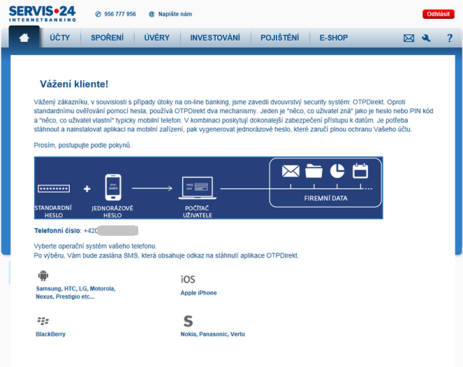 Česká spořitelna - falešná mobilní aplikace