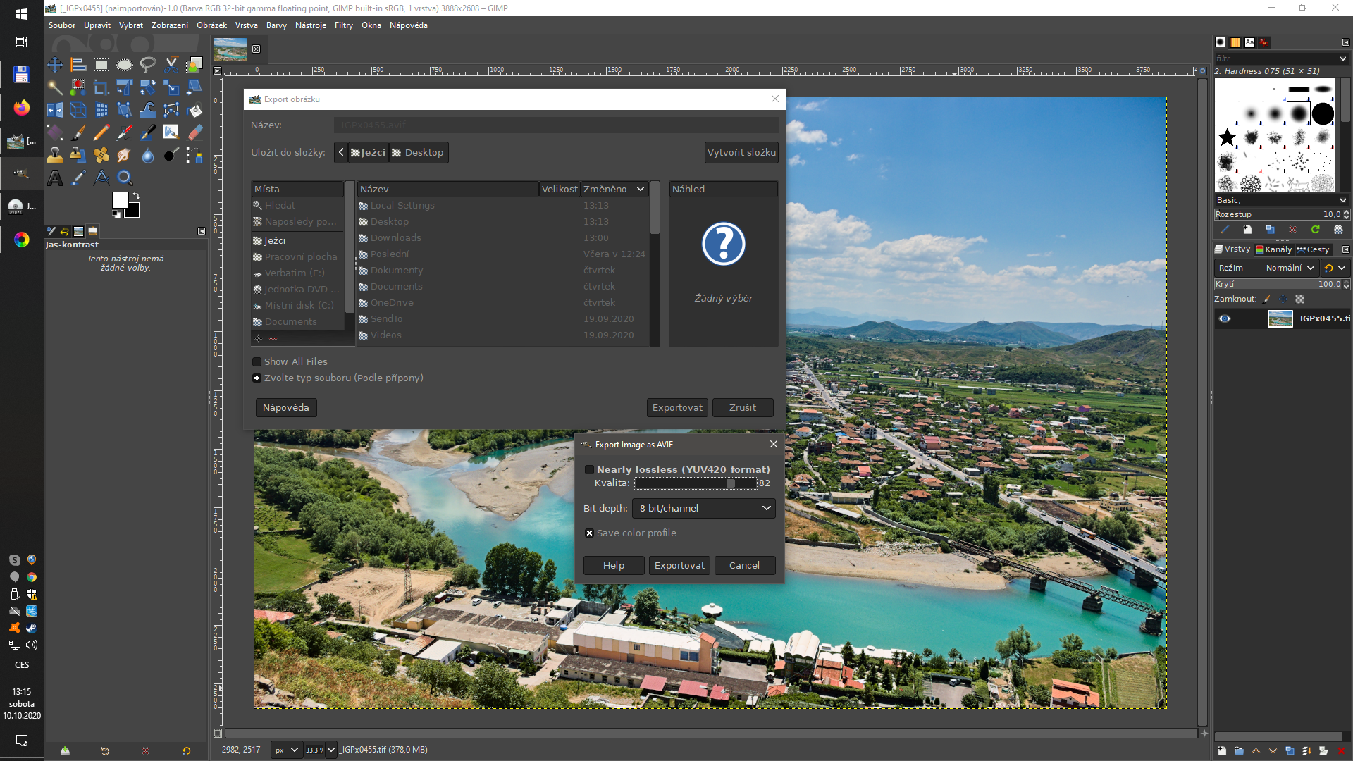 GIMP 2.10.22 export do AVIF