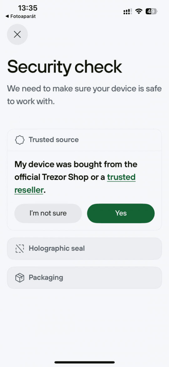 Trezor Safe 7 - security check
