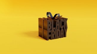 Dárková krabička Black Friday se žlutým pozadím