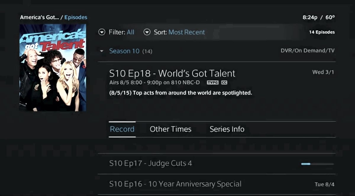 EPG a práce s nahrávkami