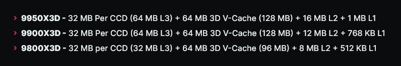 Modely procesorů AMD Ryzen 9000X3D