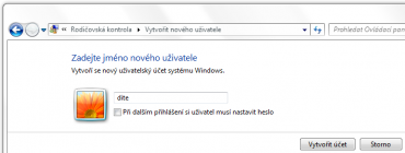 <p>Pokud nemá dítě svůj účet, je nutné jej vytvořit</p>