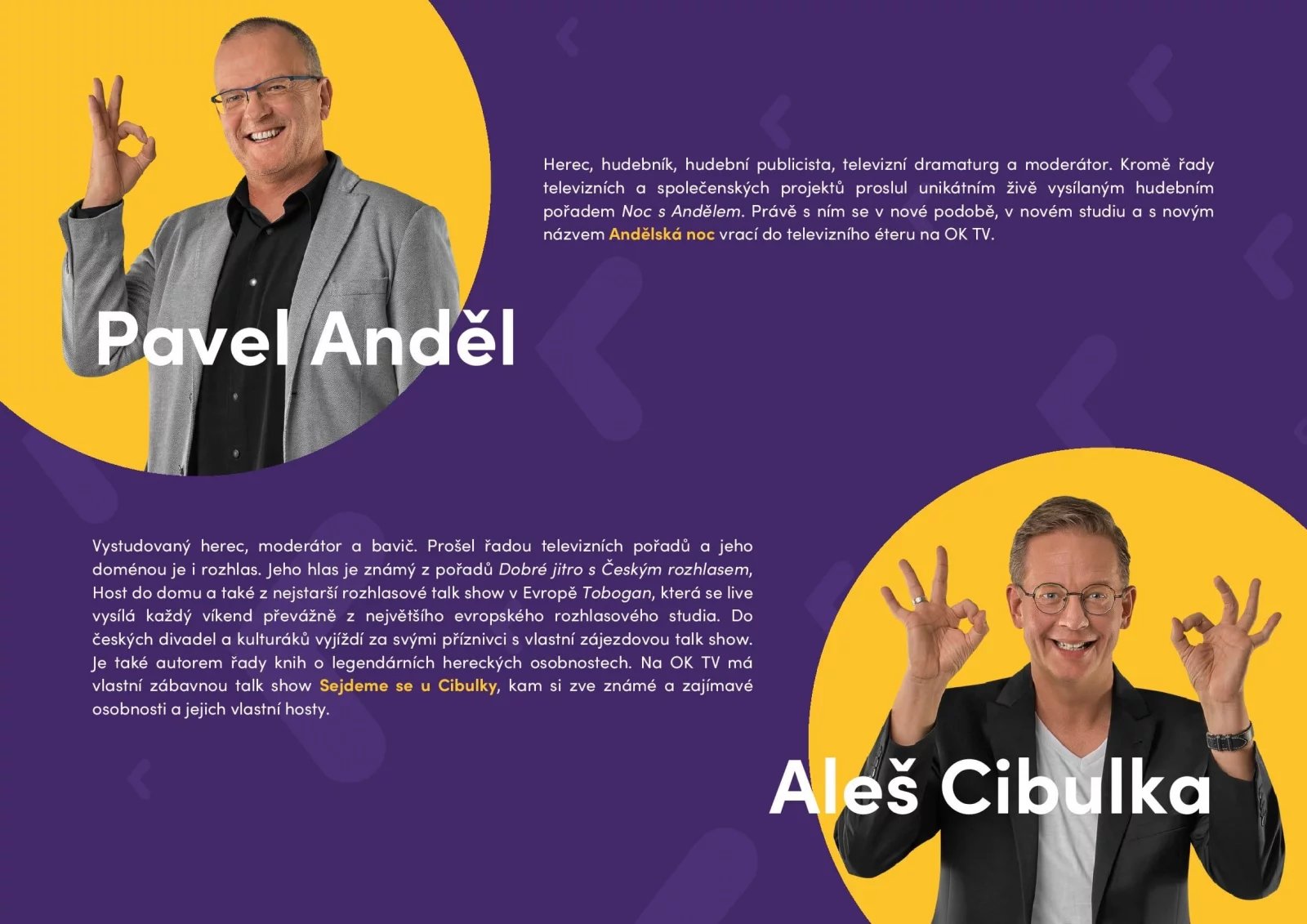 Televize OK TV - pořady a moderátoři