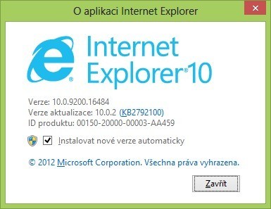 IE10 automatické aktualizace