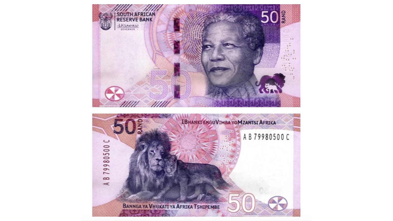 Bankovce Jihoafrické republiky dominuje portrét Nelsona Mandely.