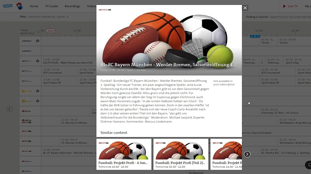 Swisscom TV Air - TV Guide