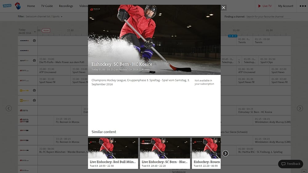 Swisscom TV Air - TV Guide