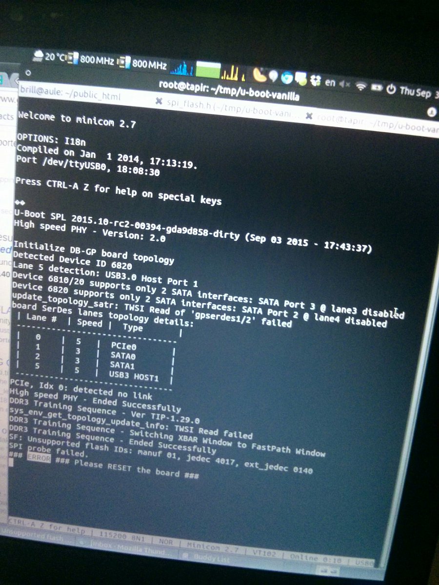 Sériová konzole, boot selhal.