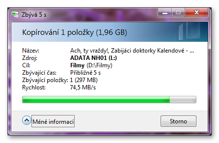 ADATA NH01 500 GB - Kopírování z flash disku