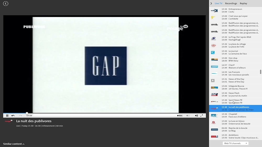 Swisscom TV Air - francouzské programy