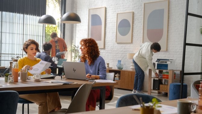 lidi, notebook, práce, kancelář