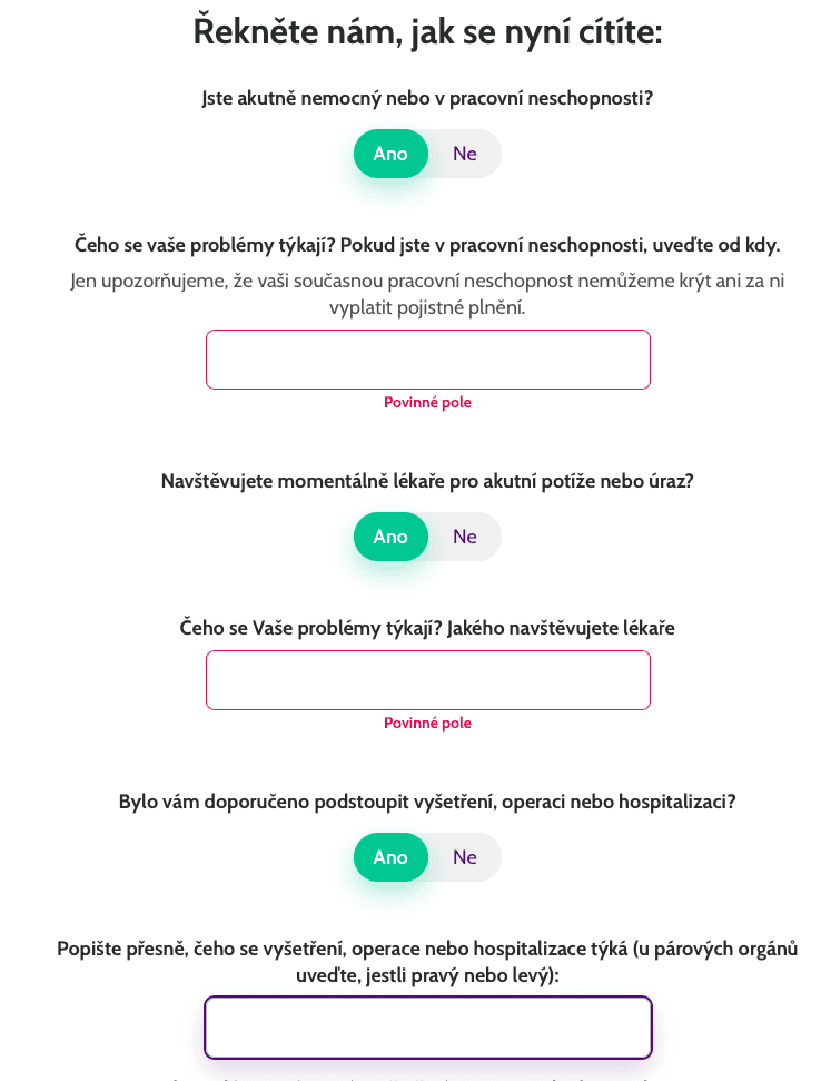 Zadávání osobních zdravotních dat. (12/2020)