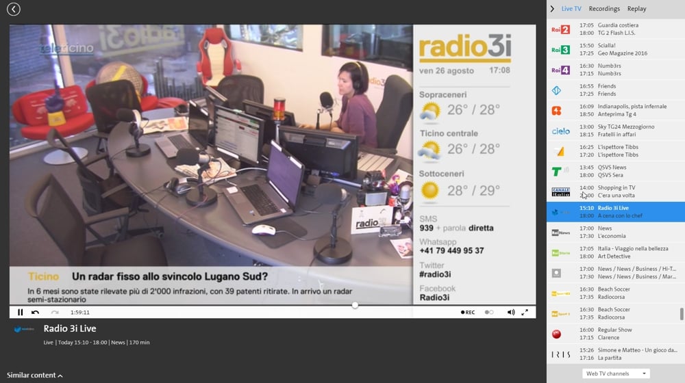 Swisscom TV Air - italské programy