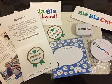 Uvítací balíček BlaBlaCar pro ambasadory. (12/2016)
