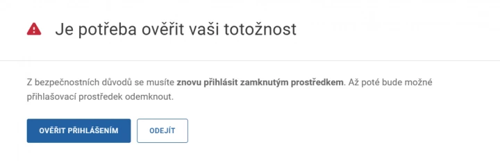 Identita občana - ověření totožnosti přihlášením