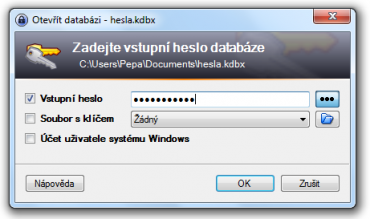 <p>Při otvírání vytvořené databáze se vás aplikace optá na heslo</p>