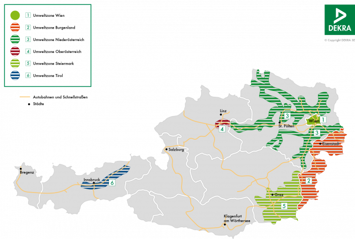 Autor: DEKRA Austria GmbH Povinnost ekologické plakety v Rakousku (Umweltplakette). (27. 11. 2025)