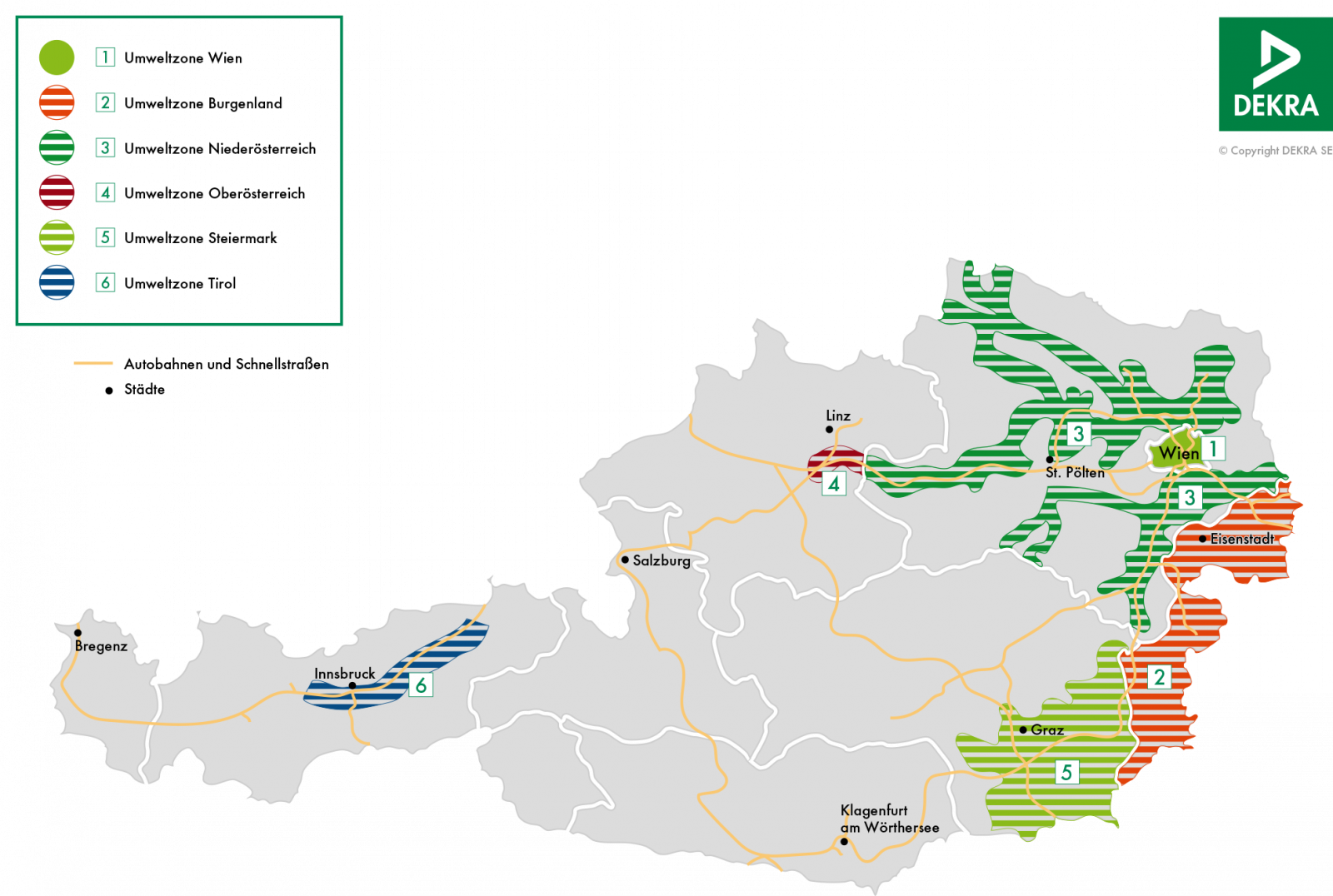Povinnost ekologické plakety v Rakousku (Umweltplakette). (27. 11. 2025)