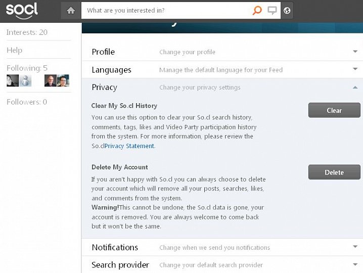 Účet na So.cl lze smazat. Kdybyste se náhodou chtěli vrátit, ke smazaným datům už se nikdy nedostanete. 