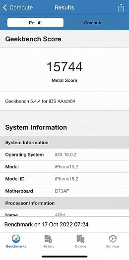 Geekbench 5 Compute benchmark (zdroj: Cnews)