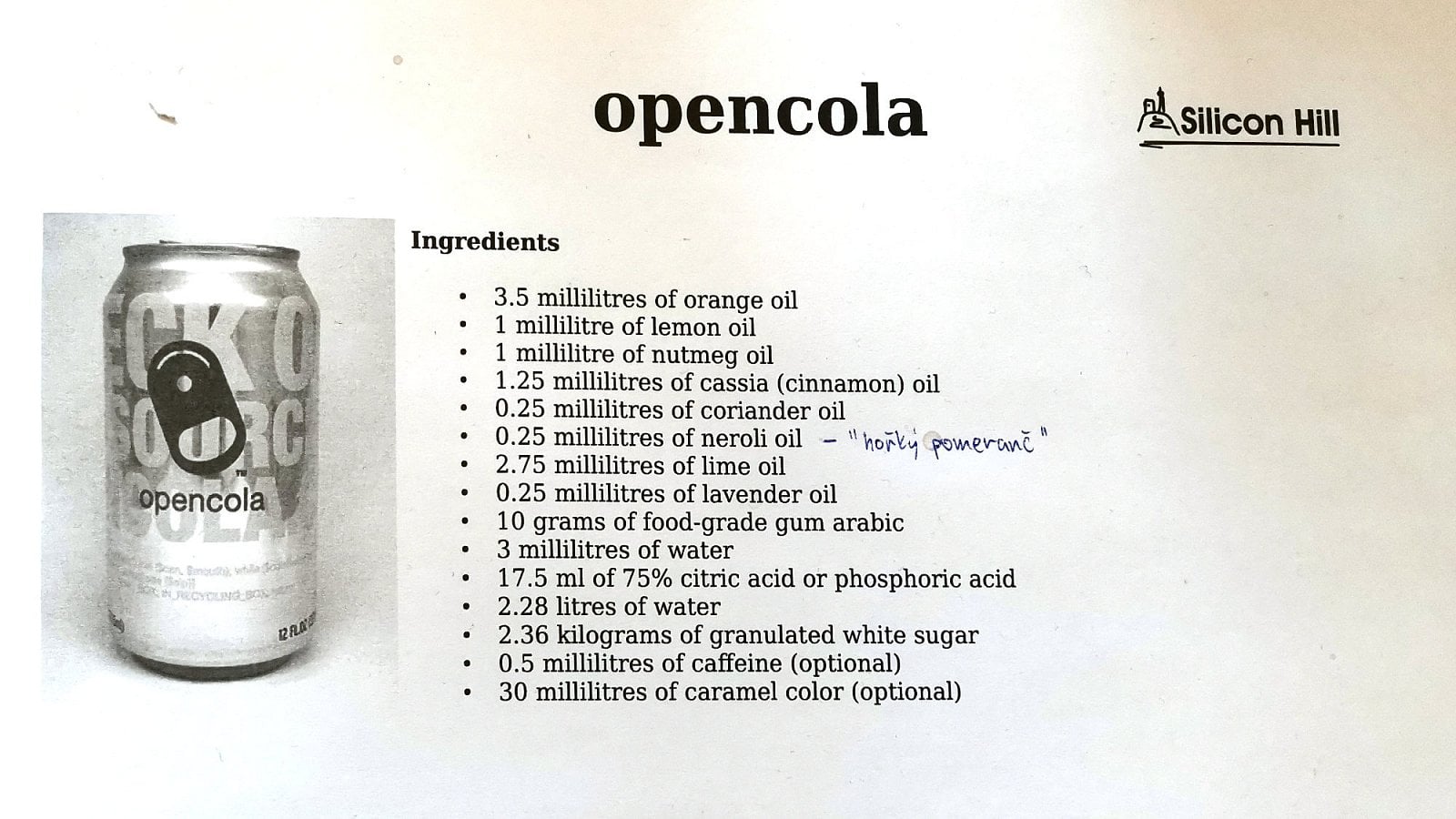 Podle tohoto receptu dělal colu kolega, na InstallFestu jsme dělali colu podle receptu na cube-cola.org, z tohoto procesu pochází i tyto fotky.