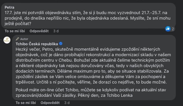 Nespokojení zákazníci e-shopu Tchibo.cz