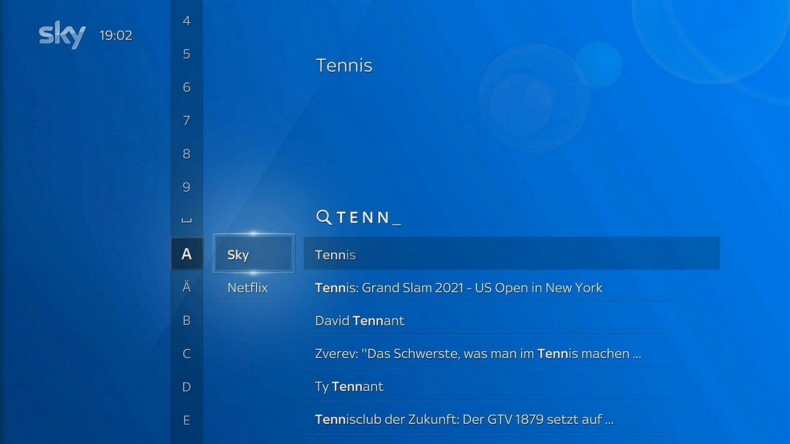 Ukázky uživatelského rozhraní (Sky Deutschland)