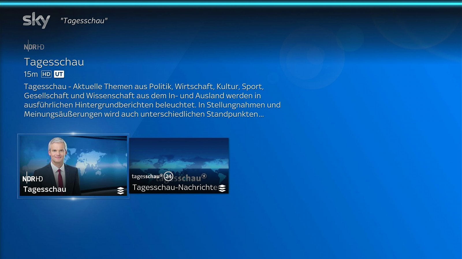 Ukázky uživatelského rozhraní (Sky Deutschland)