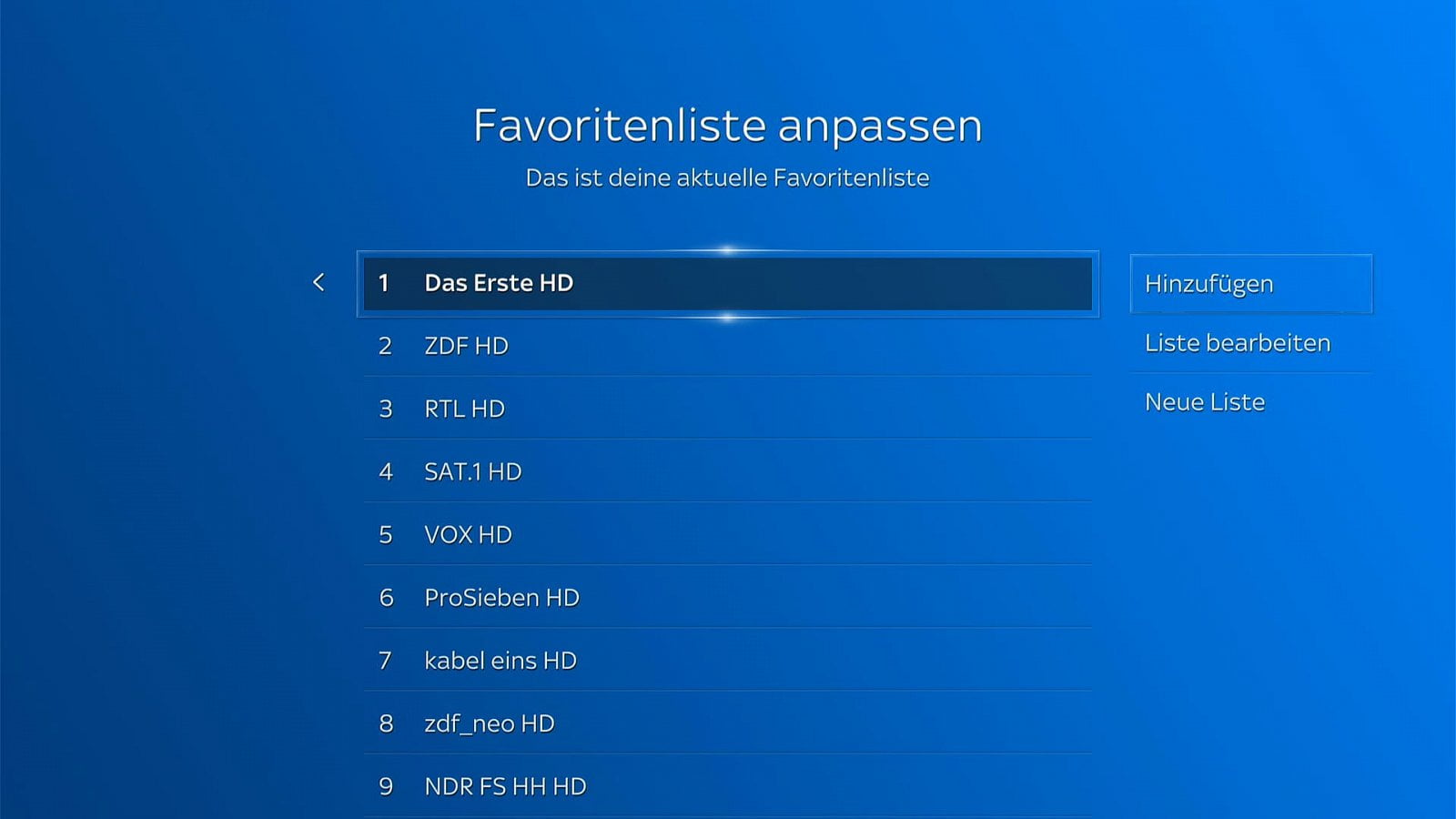 Ukázky uživatelského rozhraní (Sky Deutschland)