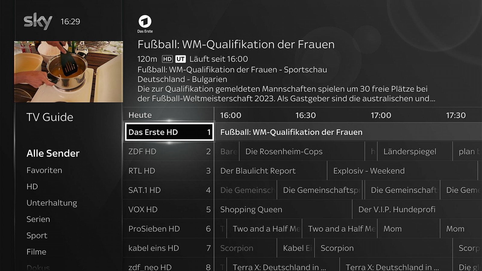 Ukázky uživatelského rozhraní (Sky Deutschland)