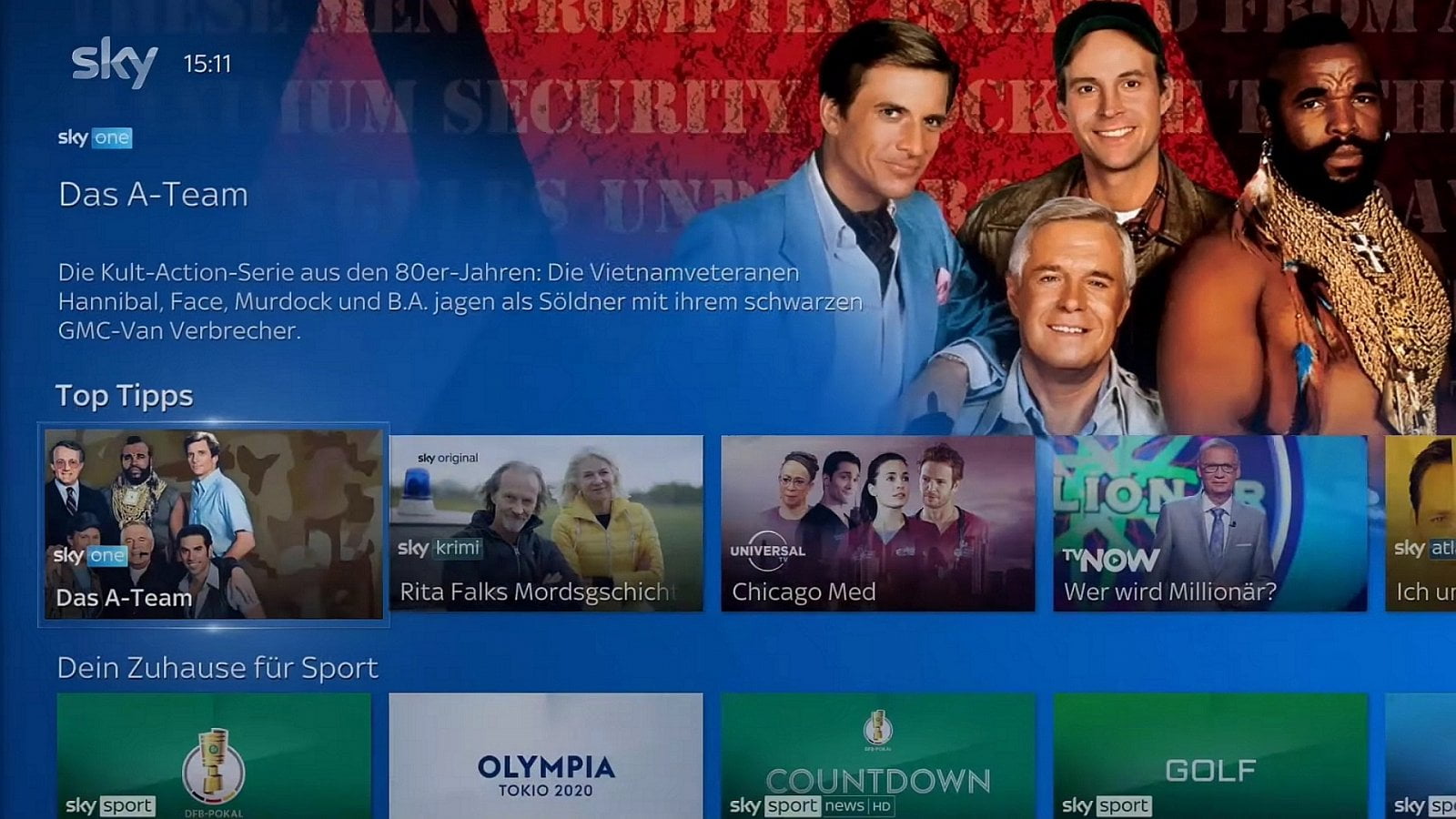 Ukázky uživatelského rozhraní (Sky Deutschland)