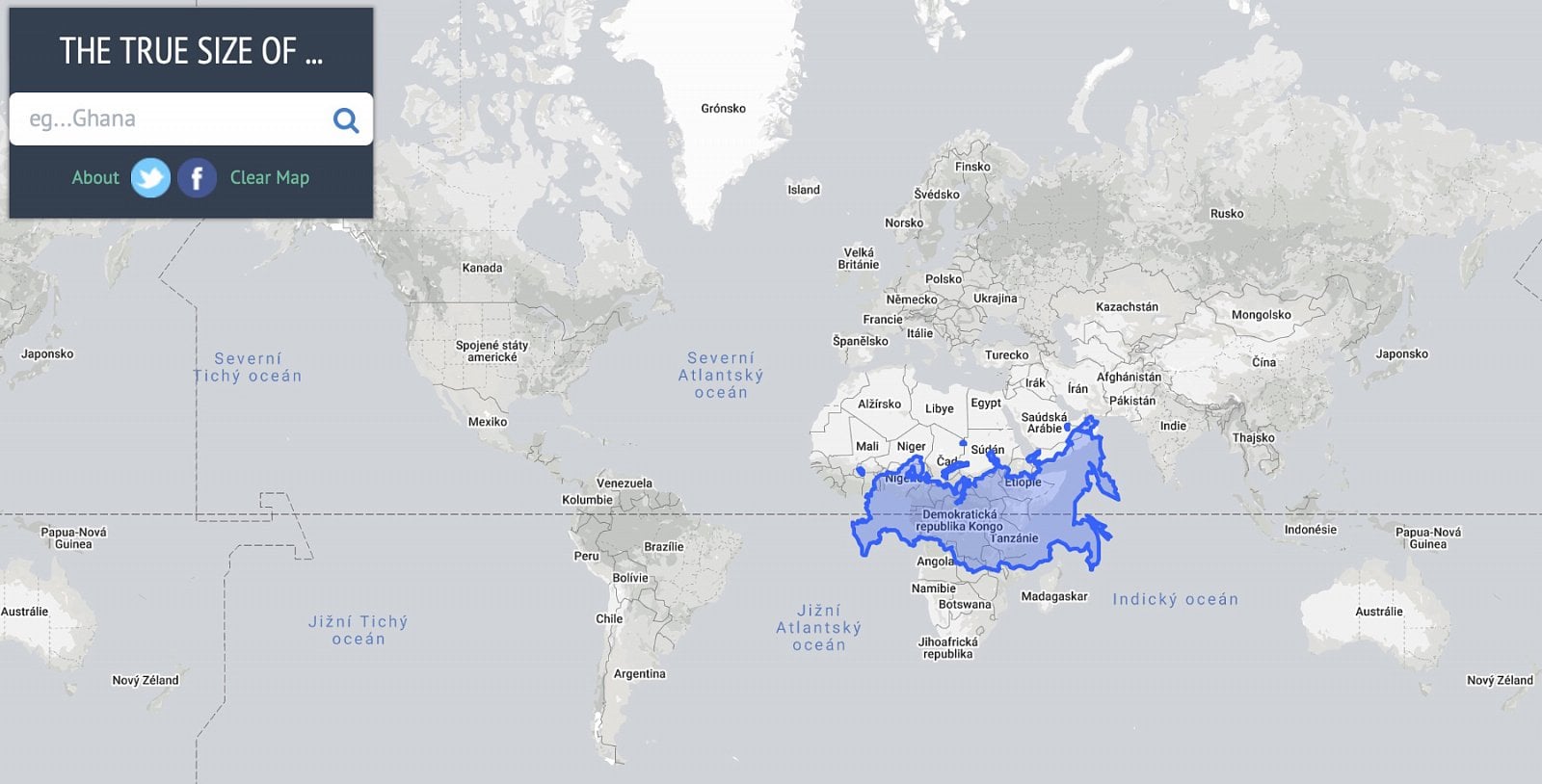 The true size: Jak jsou skutečně velké jednotlivé státy