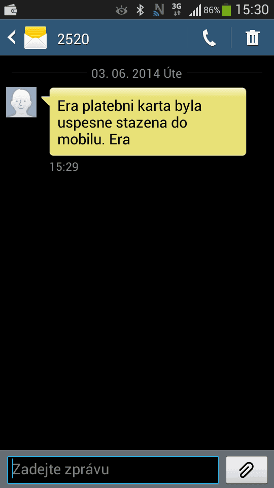 Testování NFC debetní karty ČSOB na bázi NFC SIM od T-Mobile (06/2014).