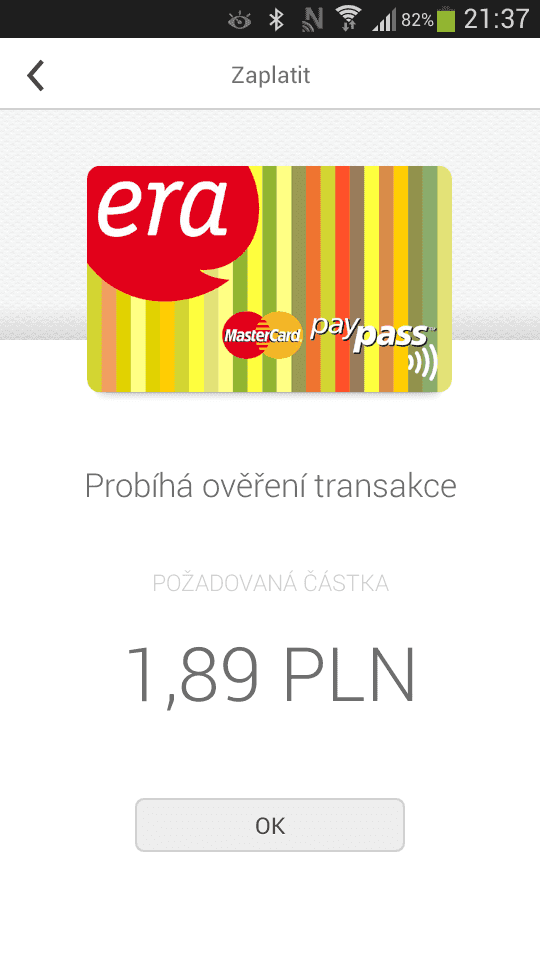 Testování NFC debetní karty ČSOB na bázi NFC SIM od T-Mobile (06/2014).