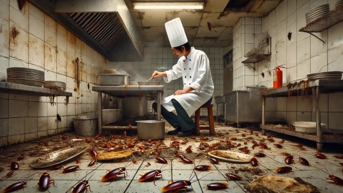 12.2.25 /1x/ Kuchař, špína, švábi, hnus, kuchyně