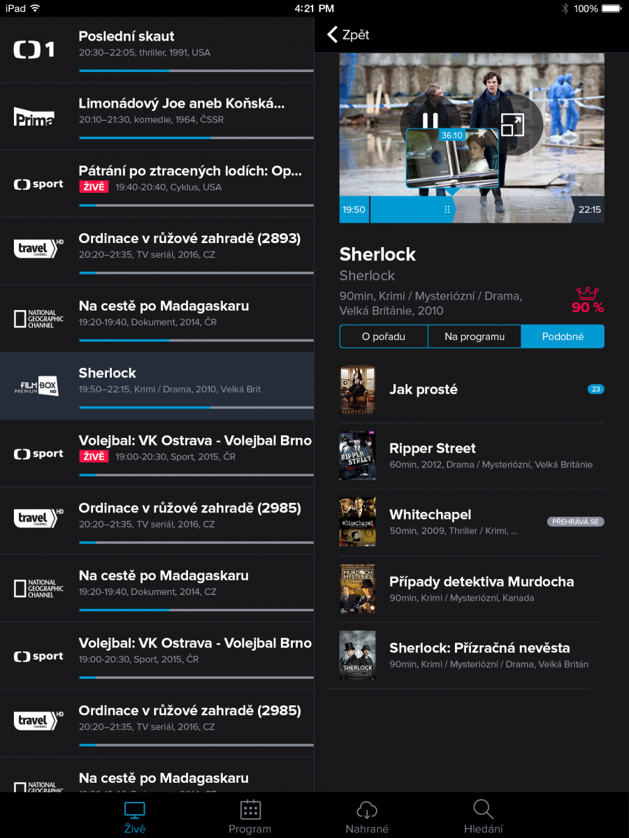 Aplikace 4NET.TV pro mobily