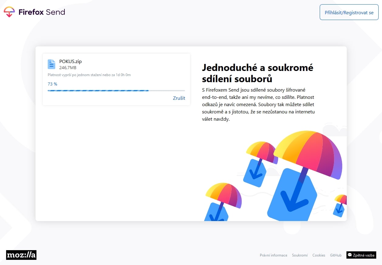 Firefox Send, nová služba Mozilly na posílání souborů