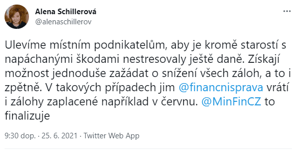 Přísliby pomoci jižní Moravě od politiků na Twitteru
