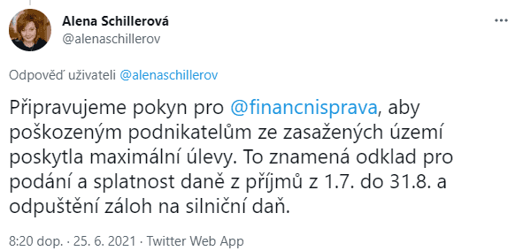 Přísliby pomoci jižní Moravě od politiků na Twitteru