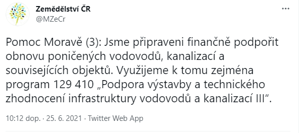 Přísliby pomoci jižní Moravě od politiků na Twitteru