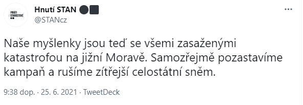 Přísliby pomoci jižní Moravě od politiků na Twitteru