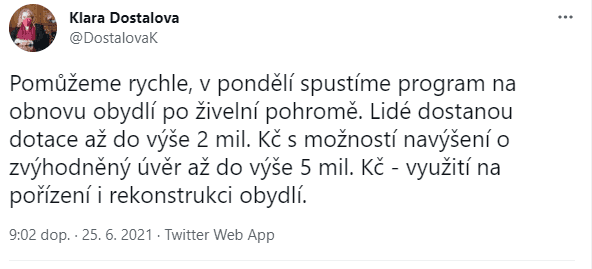 Přísliby pomoci jižní Moravě od politiků na Twitteru