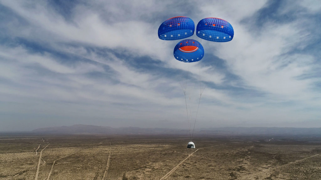 Dosud poslední a v pořadí již 15. zkouška rakety New Shepard dopadla na jedničku. Foto: Blue Origin