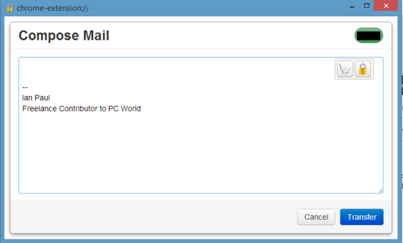 Okno programu Mailvelope pro psaní e-mailu