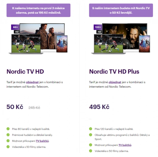 Televizní nabídka Nordic Telecom